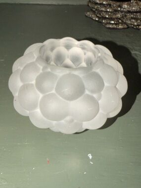 Orrefors Frosted Raspberry Votive Tea Light VTG Glass Candle Holder Sweden